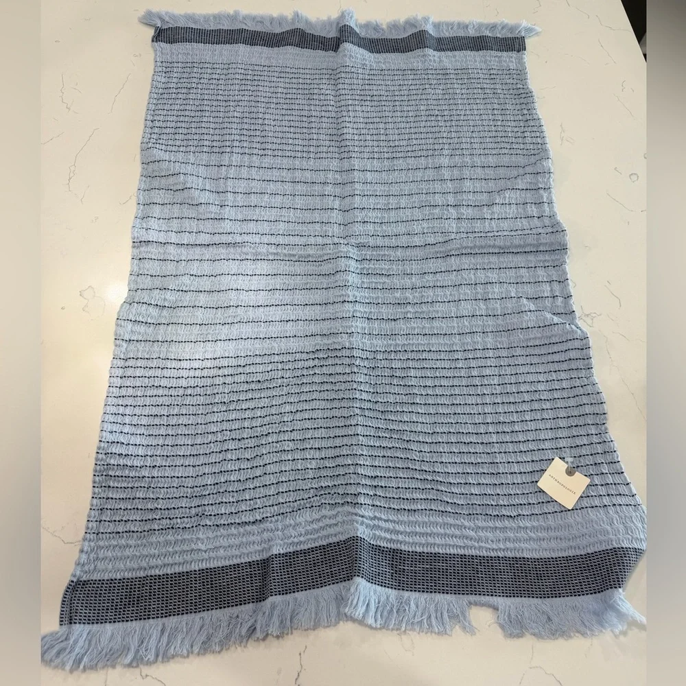 Anthropologie Light Blue Waffle Weave Dishtowel
